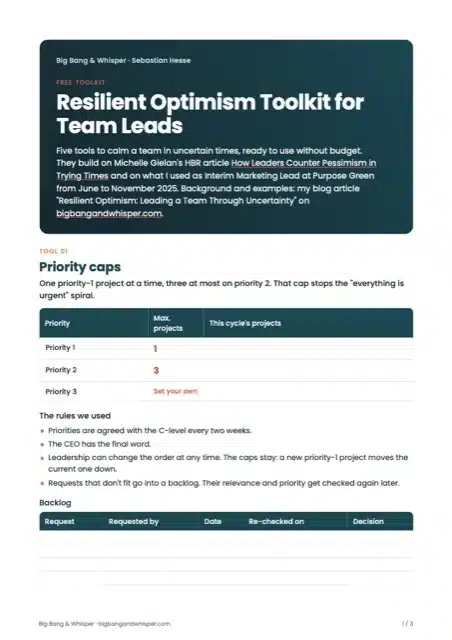 Cover page of the Resilient Optimism Toolkit for Team Leads